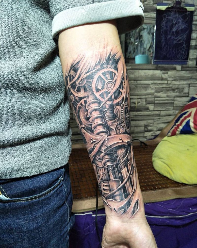 机器臂纹身图片