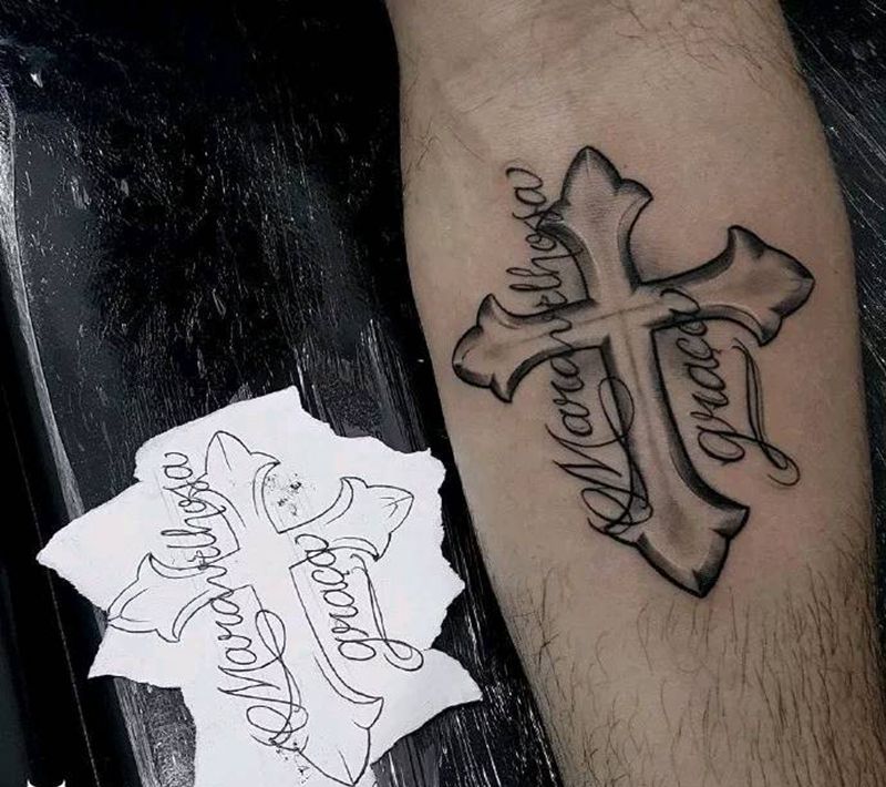 十字。纹身图片