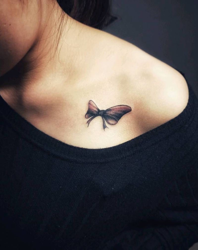 蝴蝶结。纹身图片