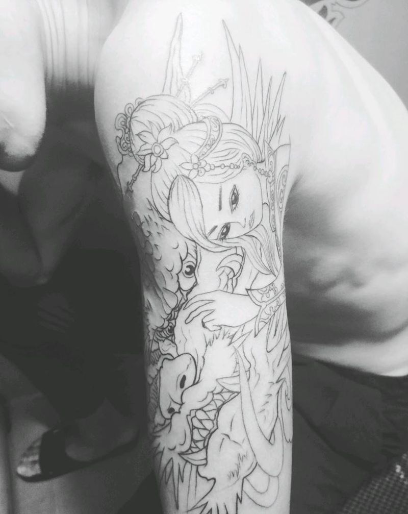 龙女。纹身图片