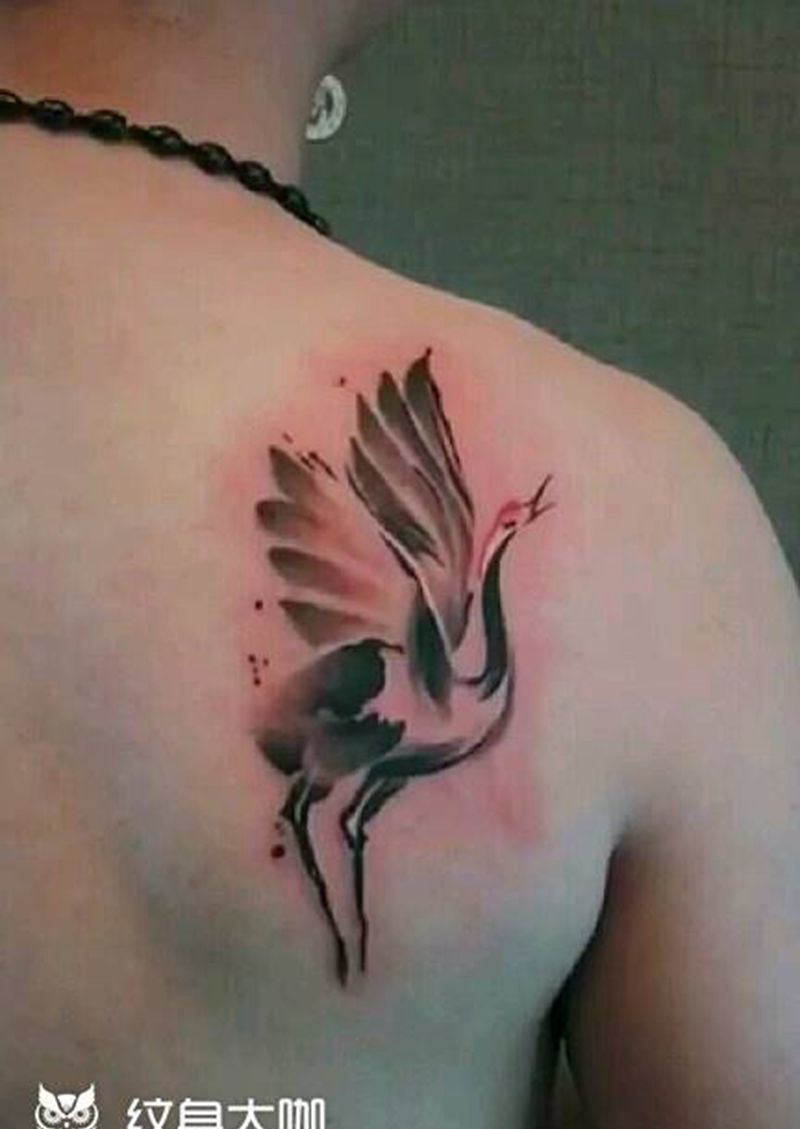 仙鹤。纹身图片