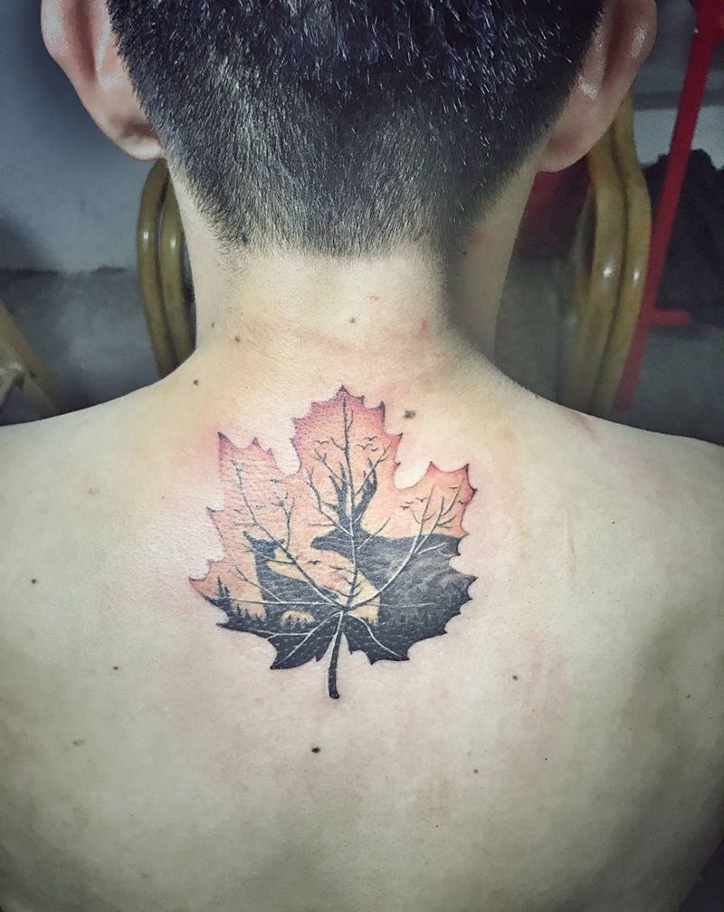 楓葉纹身图片