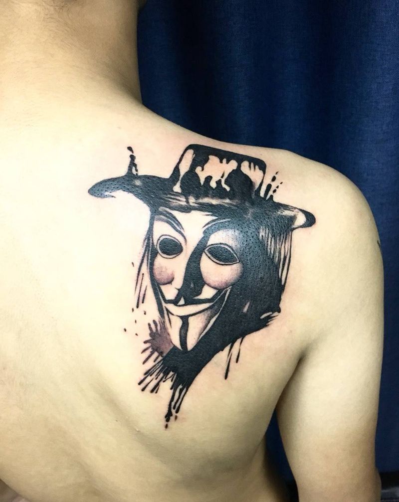 老V覆盖英文纹身图片