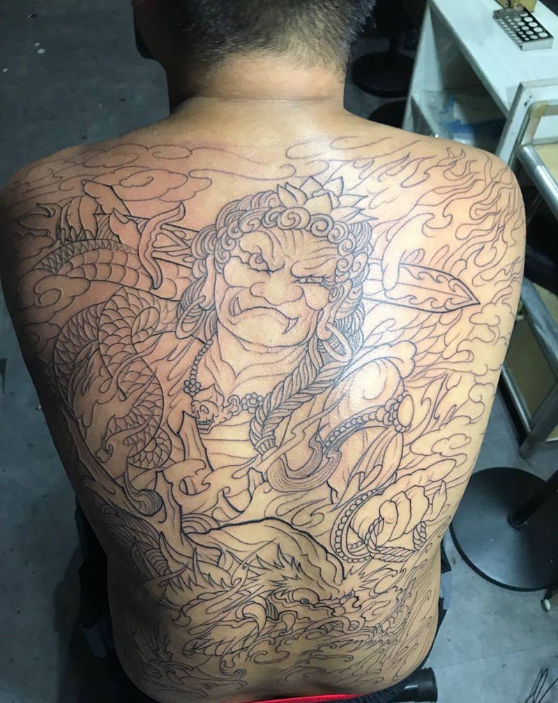 不动明王纹身图片_背部新传统纹身图案