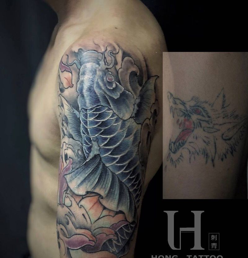 鲤鱼—遮盖纹身图片