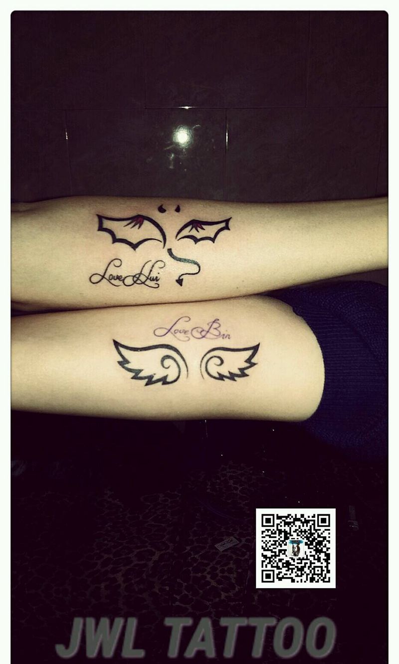 天使纹身图片_手臂清新几何纹身图案