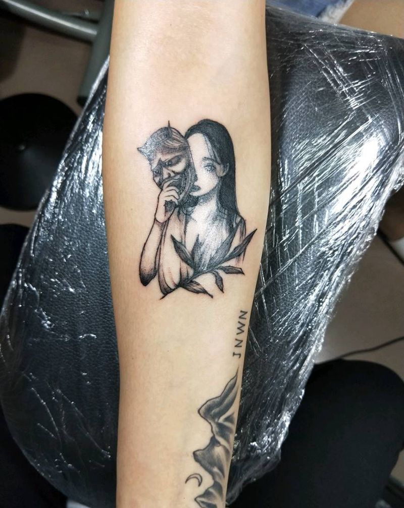 小线条。纹身图片