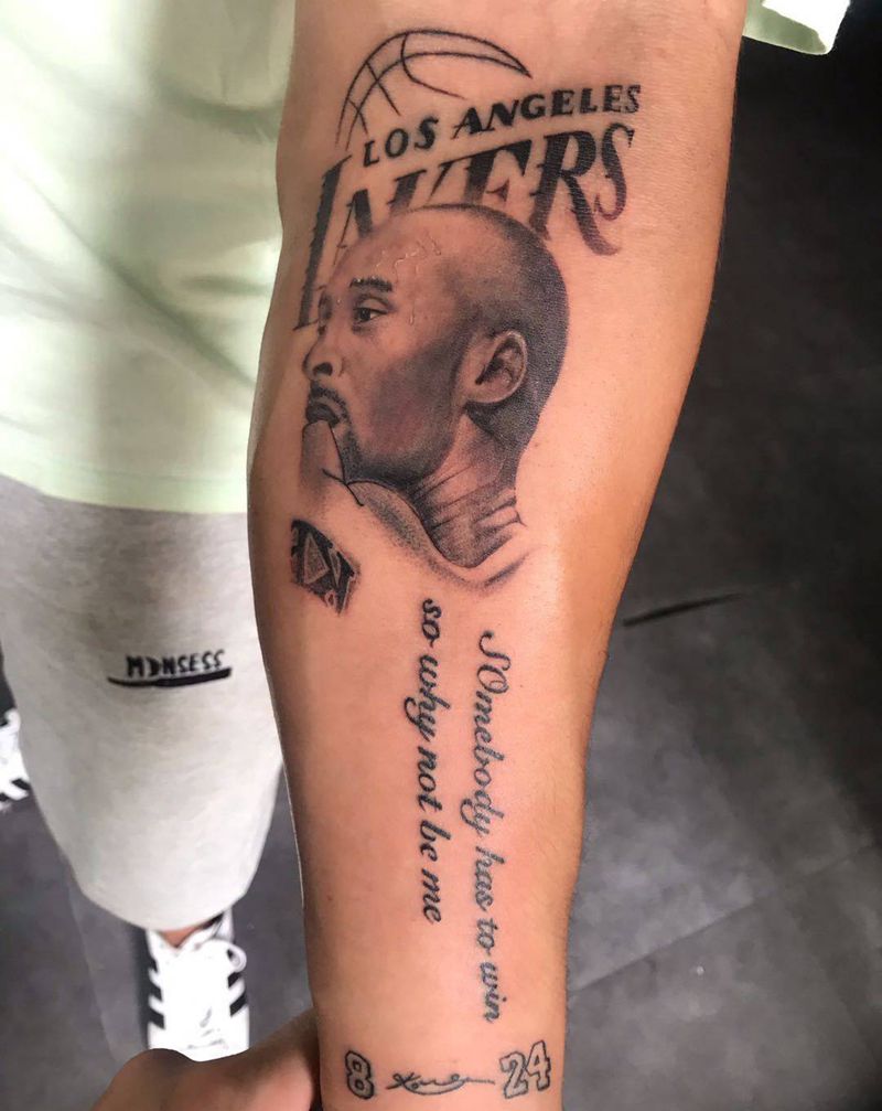 偶像科比纹身图片_手臂欧美写实纹身图案