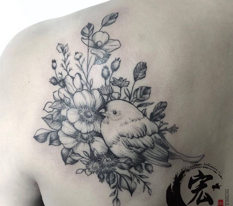 鸟语花香？纹身图片