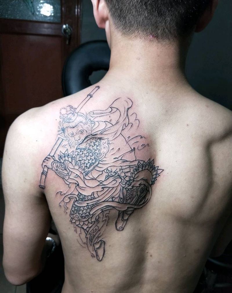 齐天大圣线条完成。下次上色。纹身图片