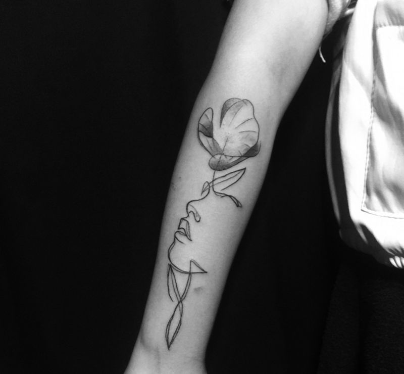 几何纹身图片_成品手部清新几何人物原创纹身图案