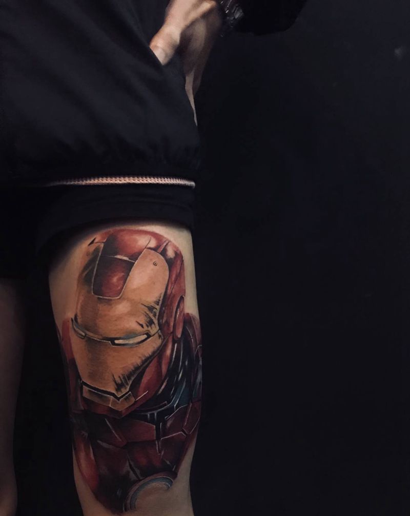 钢铁侠纹身图片_脚部欧美写实纹身图案