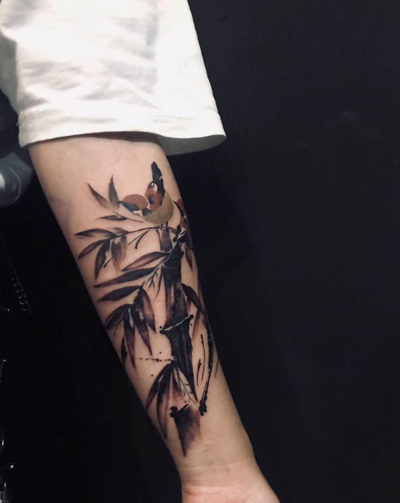 水墨纹身图片_手部水墨纹身图案