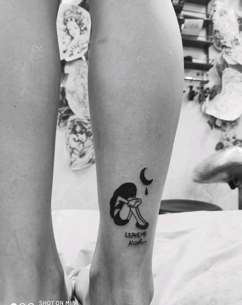 小清新纹身图片_腿部图腾纹身图案