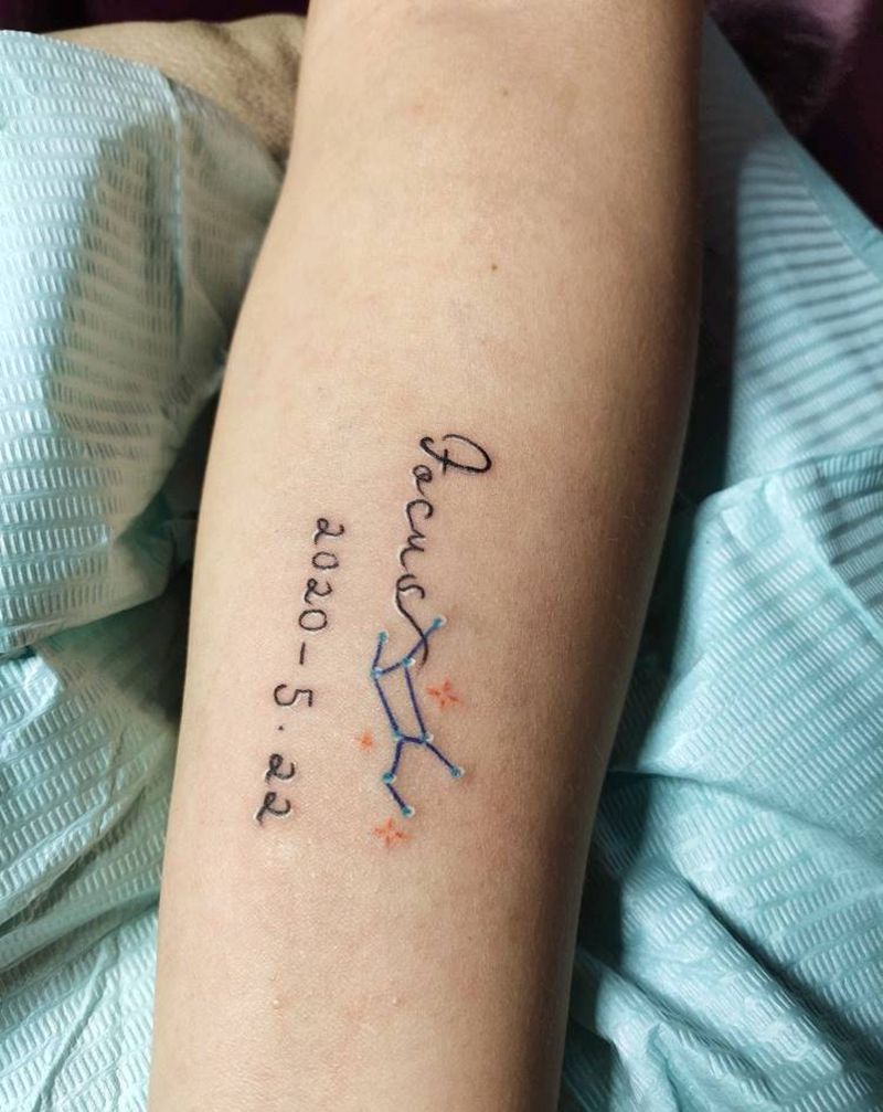 星座纹身图片_手部数字纹身图案