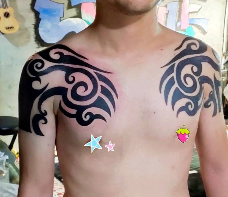 图腾 遮盖旧纹身纹身图片_图腾半胛纹身图案