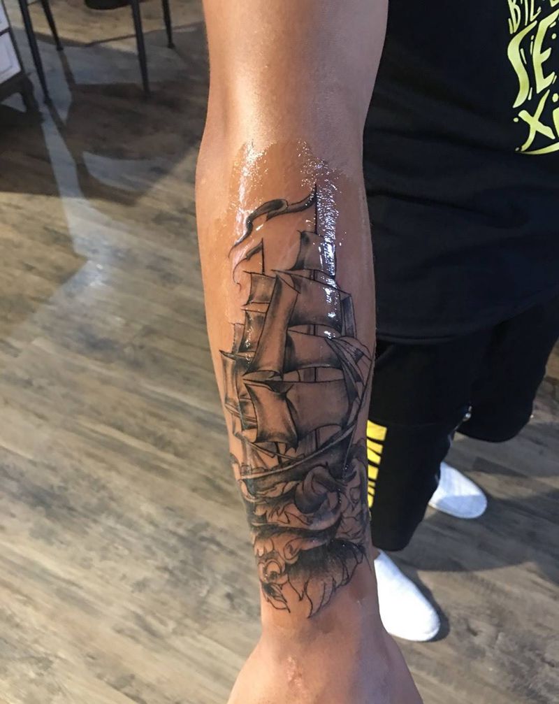 帆船纹身图片