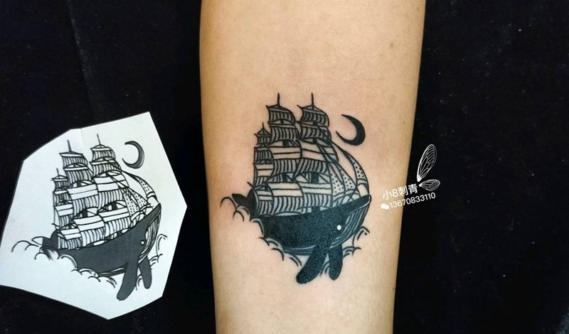 鲸鱼纹身图片_手臂鲸鱼纹身图案