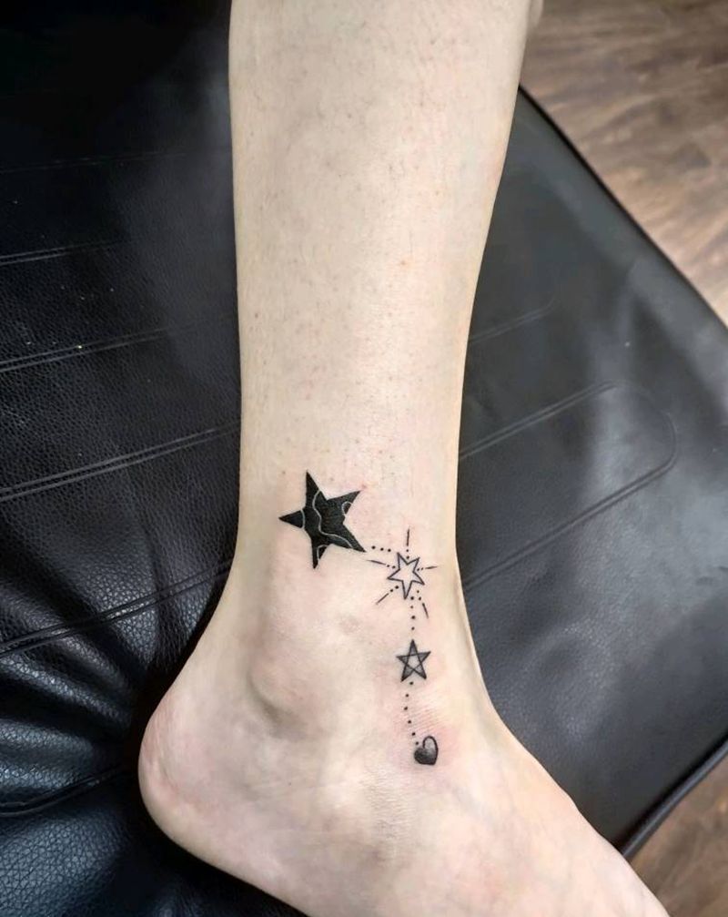 小清新  星星纹身图片_脚部几何星星纹身图案