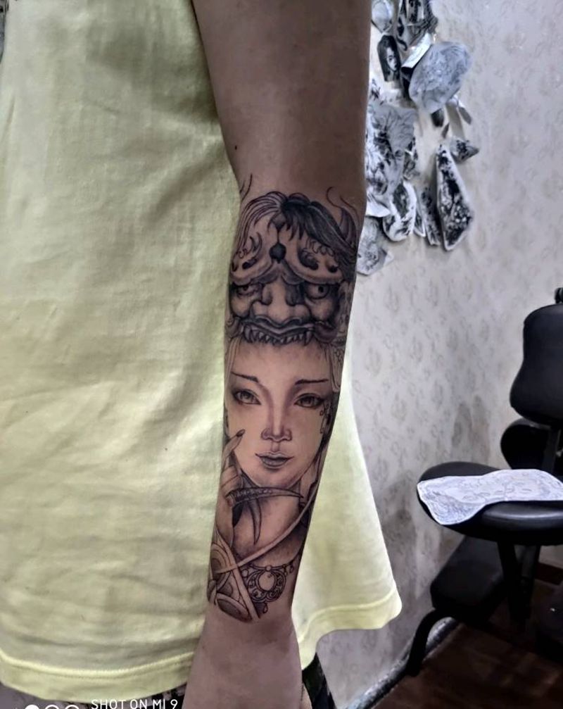 艺伎纹身图片_手部新传统艺伎纹身图案