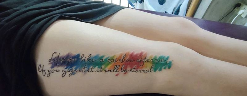 疤痕遮盖纹身图片_腿部水彩纹身图案