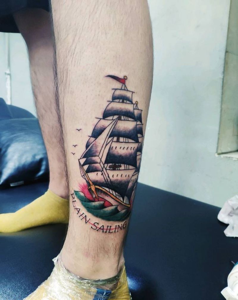 帆船  school纹身图片