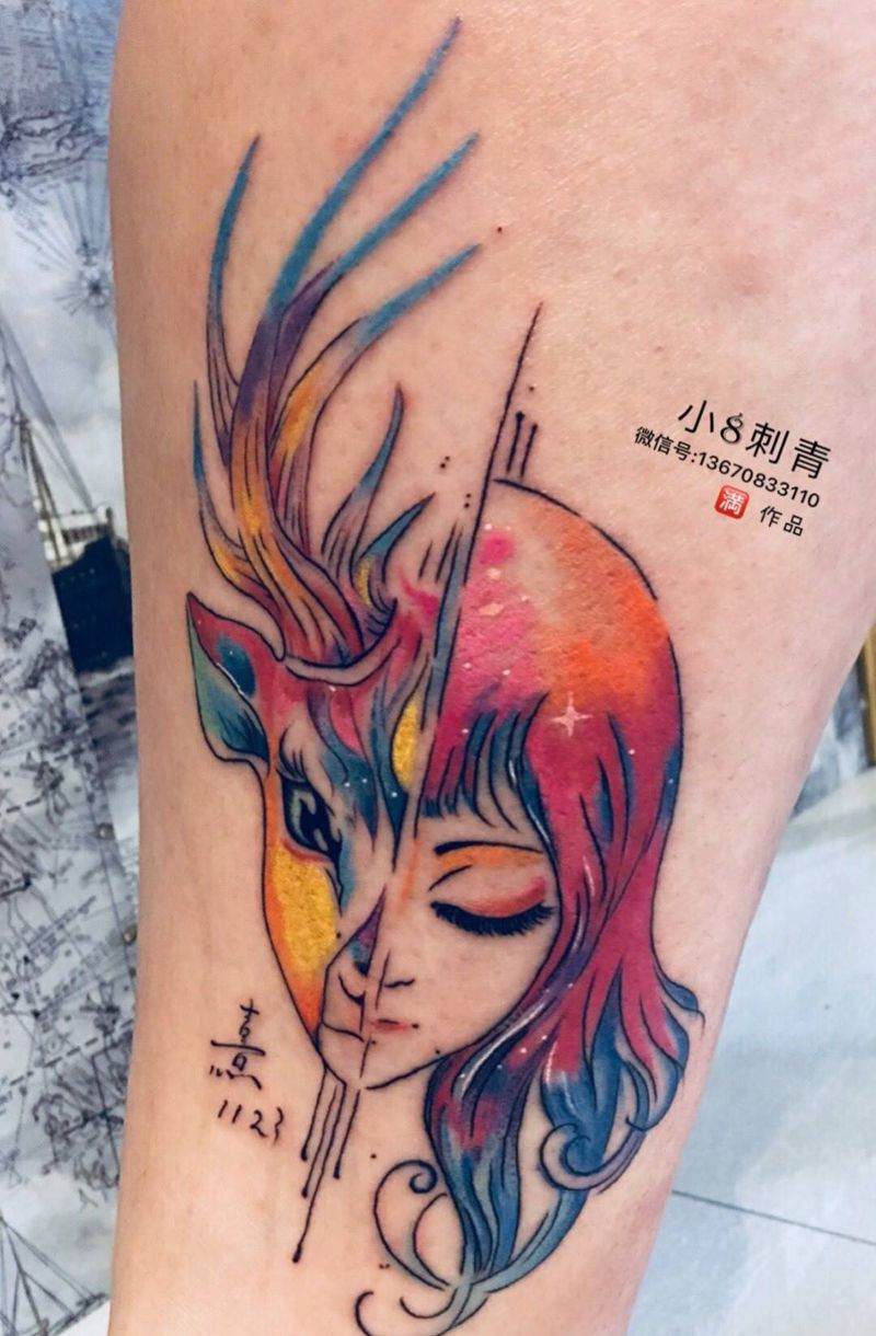 水彩作品纹身图片