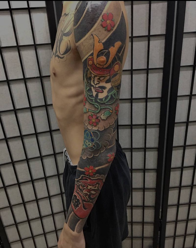 花臂纹身图片_手臂新传统纹身图案