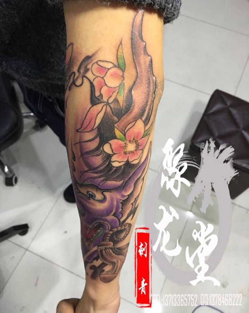 般若纹身图片_成品手臂传统纹身图案
