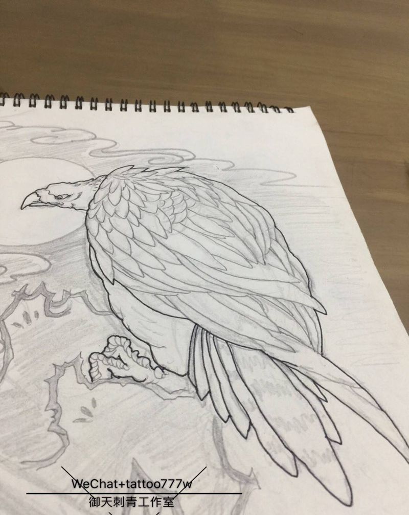 秃鹰纹身图片_手稿传统动物手臂背部腿部胸部肩部纹身图案