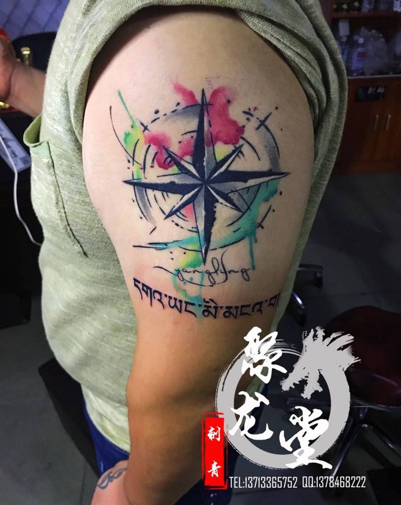 梵文水彩纹身图片