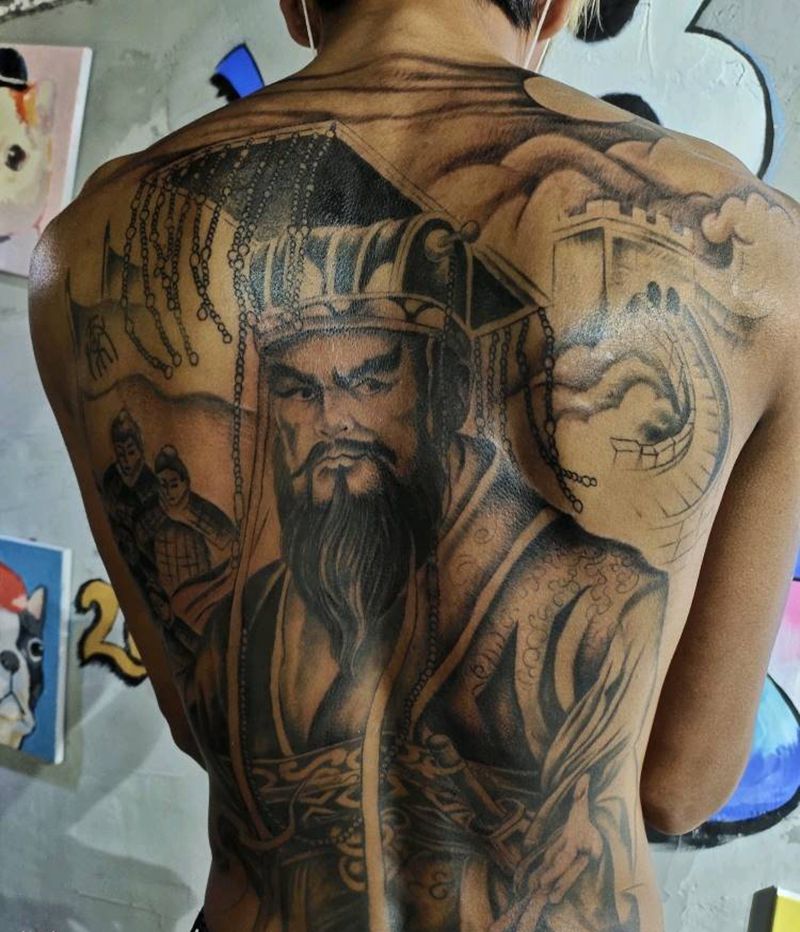 秦始皇纹身图片_背部满背纹身图案