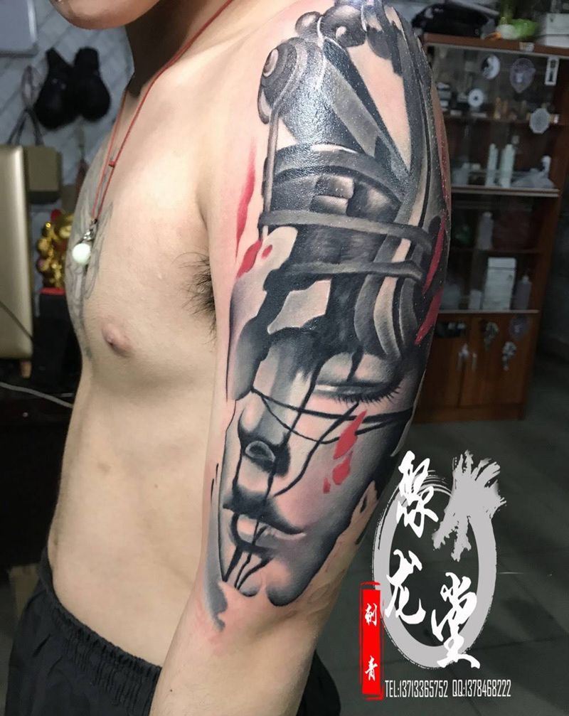 O没纹身图片_成品手臂欧美纹身图案