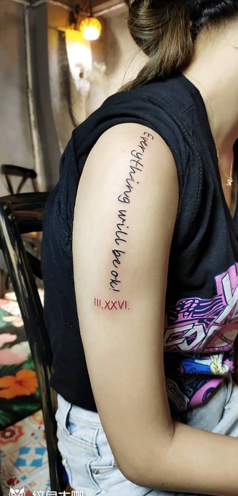 字母纹身图片_手臂花体字纹身图案