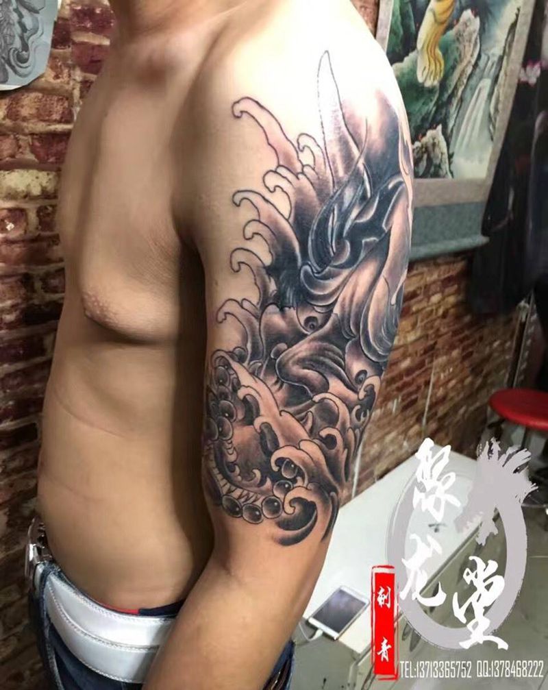 般若纹身图片_成品手臂传统纹身图案