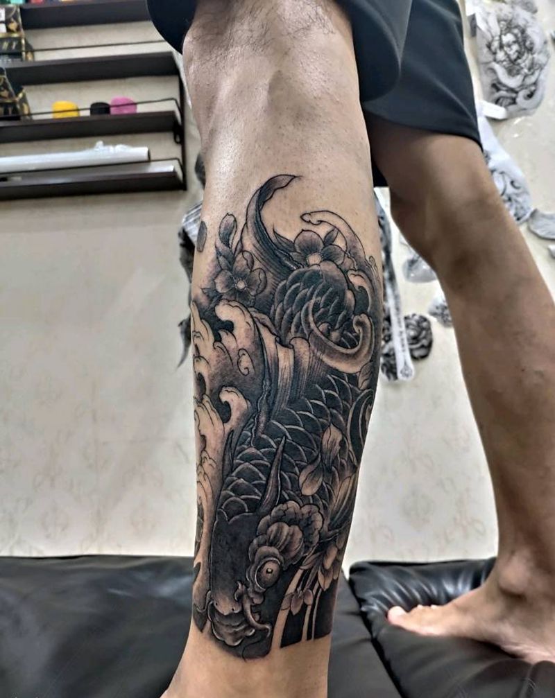 鱼纹身图片_新传统纹身图案