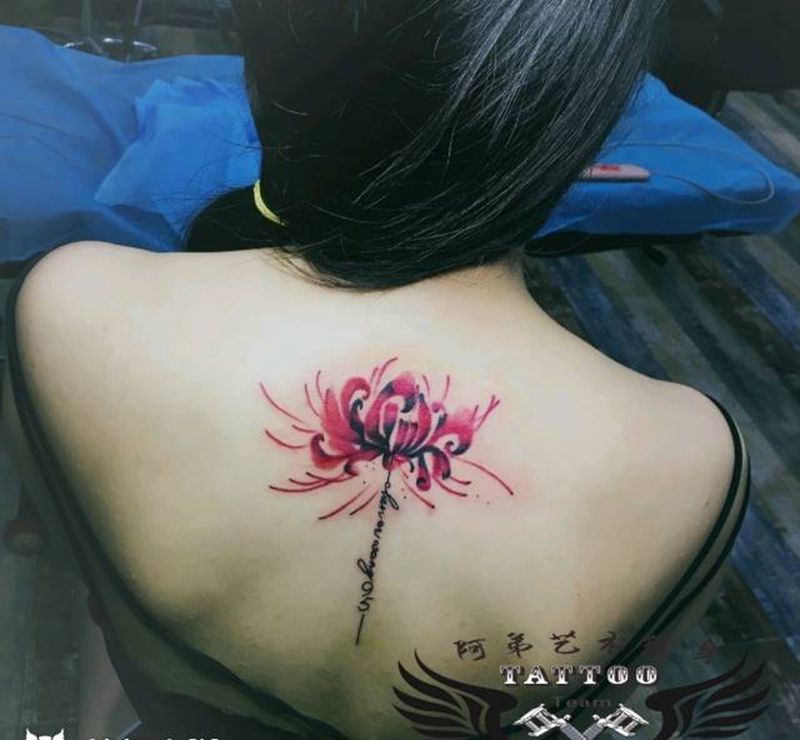 彼岸花纹身图片_水墨纹身图案