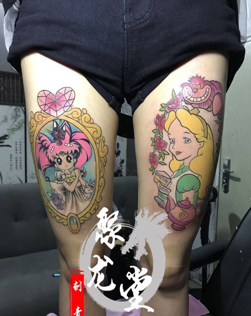 顾客自带图纹身图片_成品腿部清新纹身图案