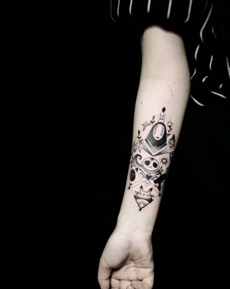 点刺纹身图片_手臂点刺纹身图案