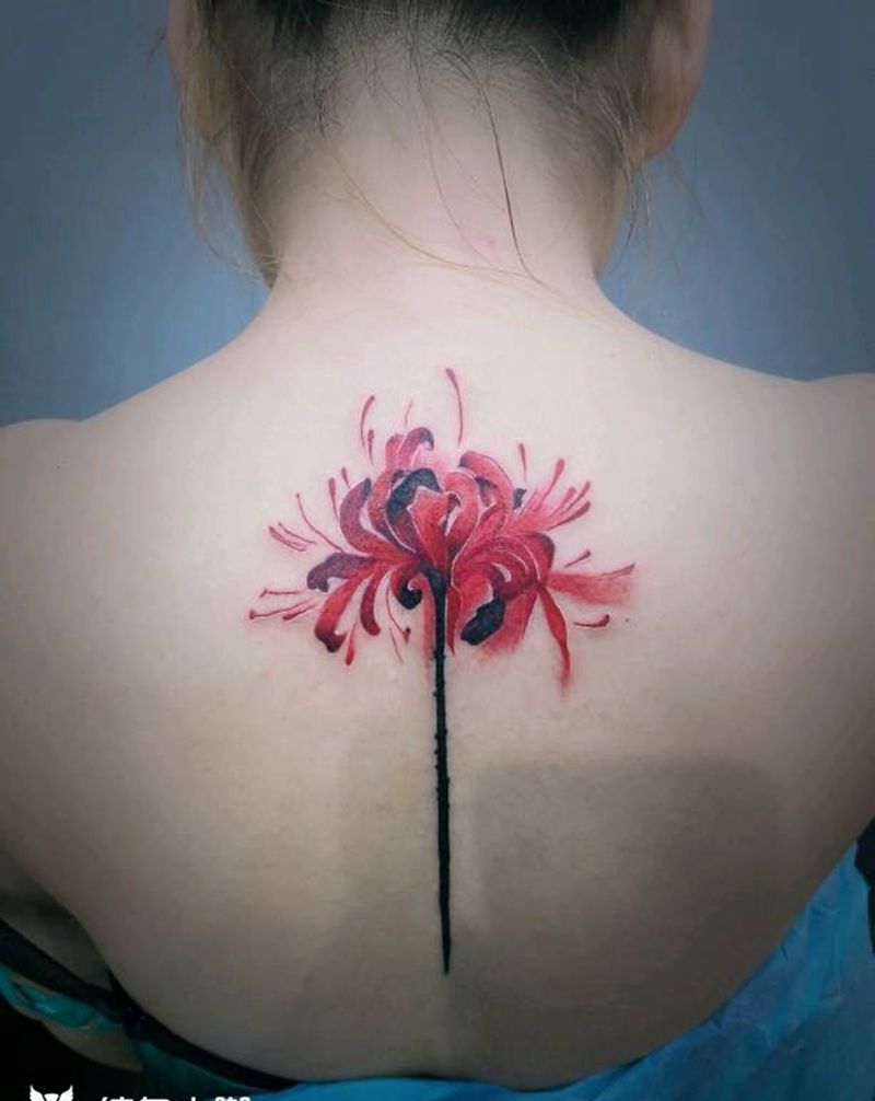 彼岸花纹身图片_水彩纹身图案