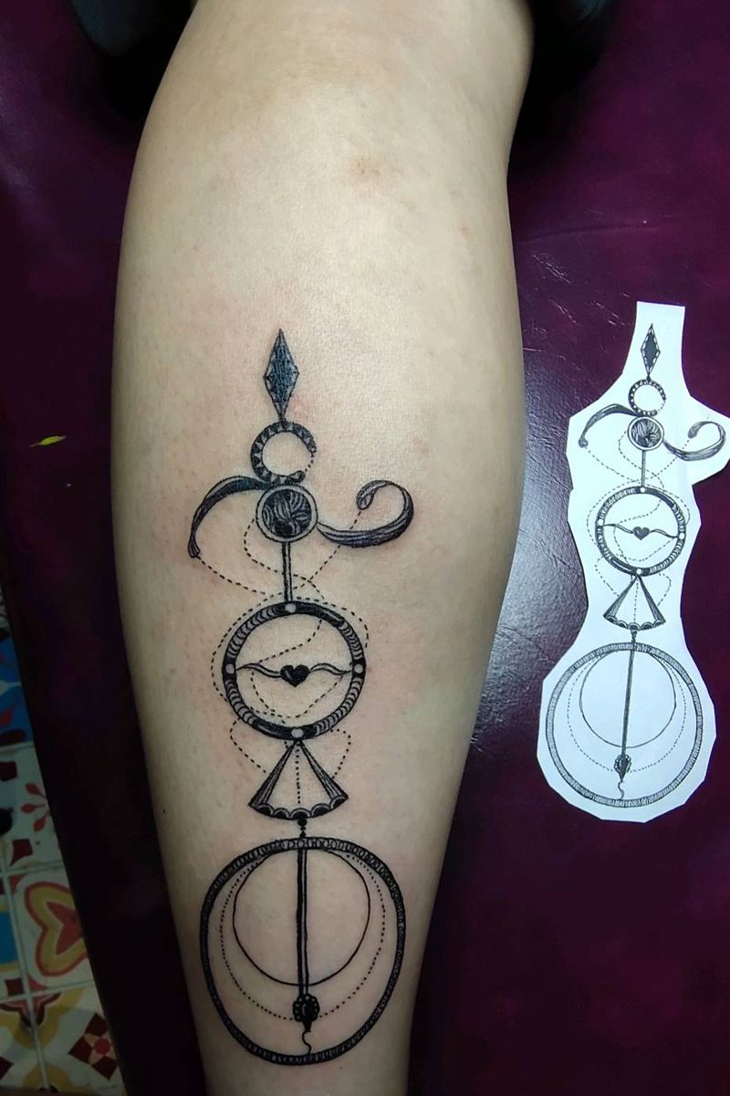 几何点刺纹身图片_脚部几何纹身图案