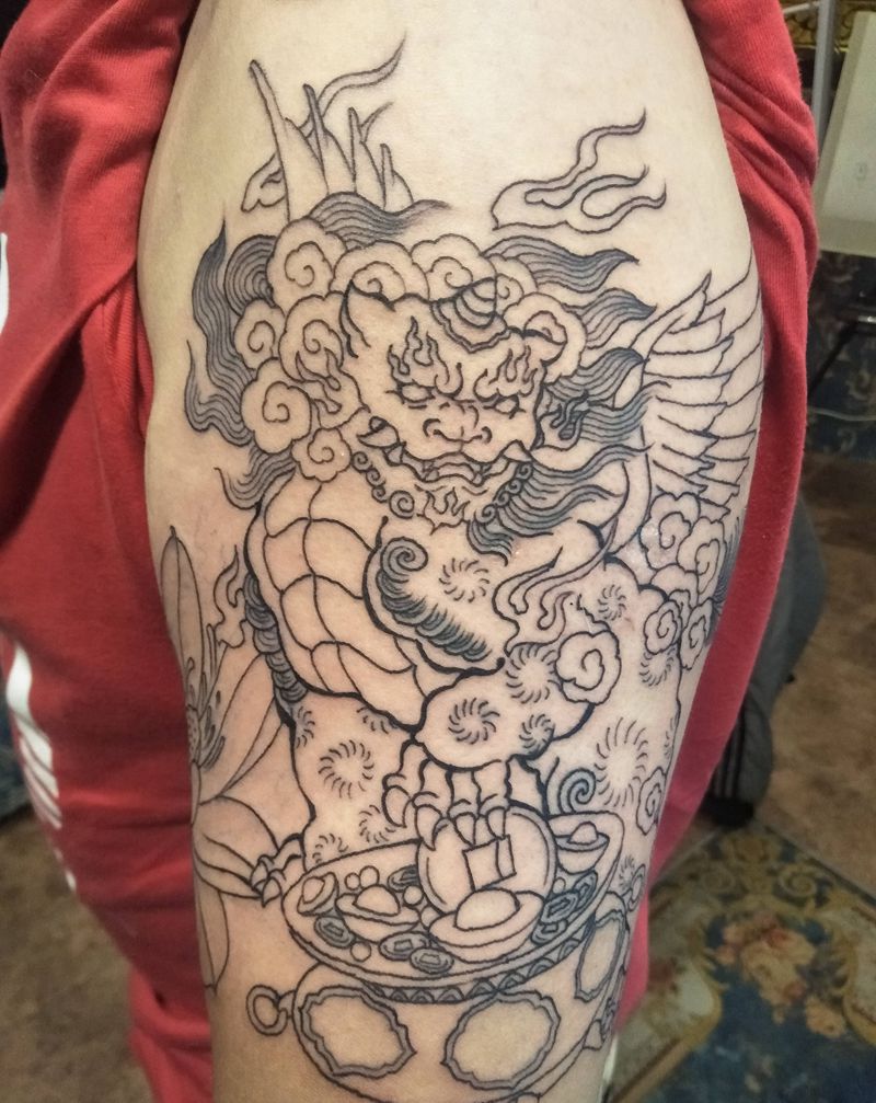 聚宝盆纹身图片_手臂新传统纹身图案