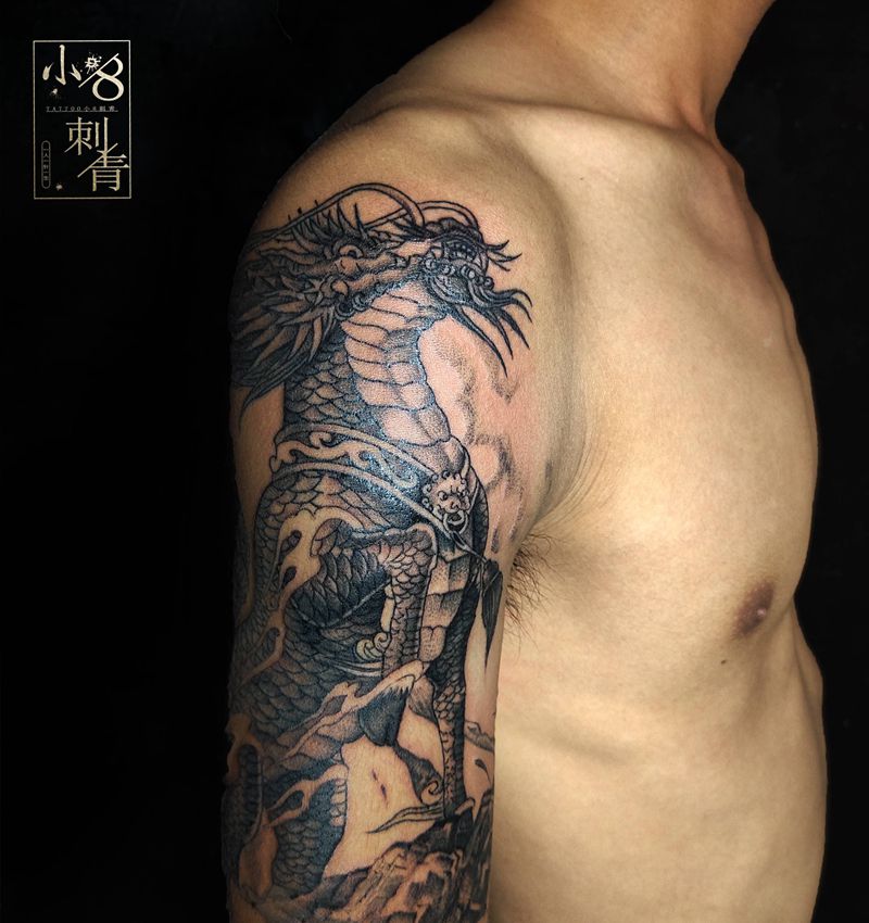麒麟纹身图片_手臂新传统纹身图案