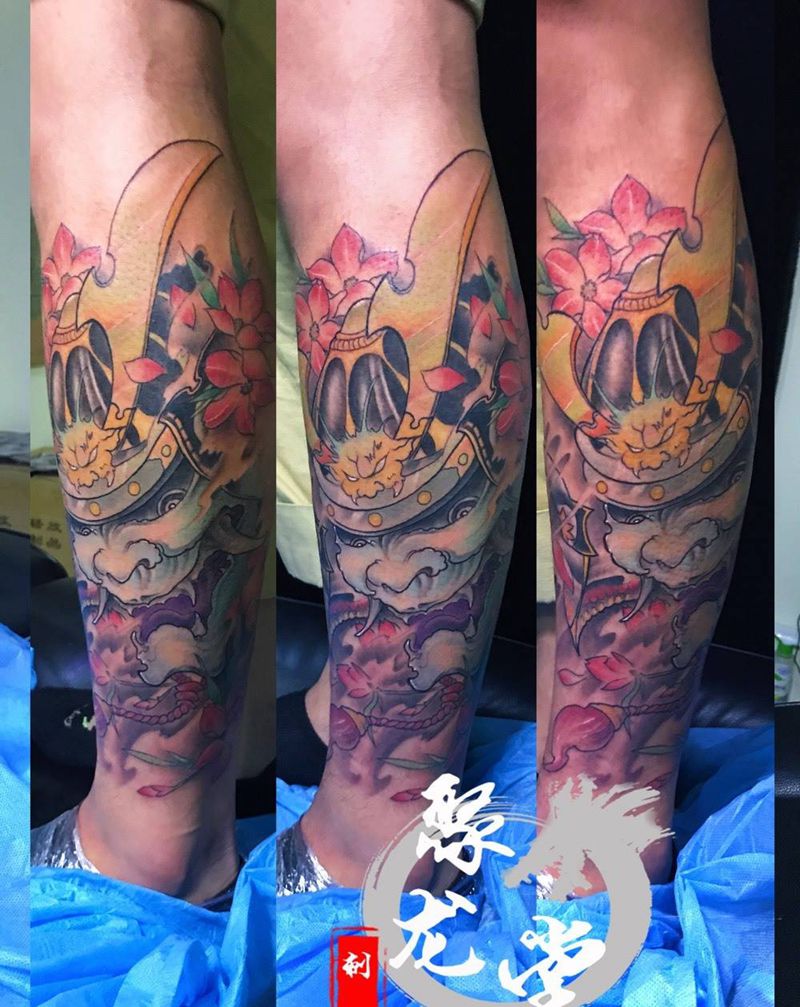鬼武士纹身图片