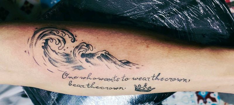 小清新纹身图片_手臂浪纹身图案