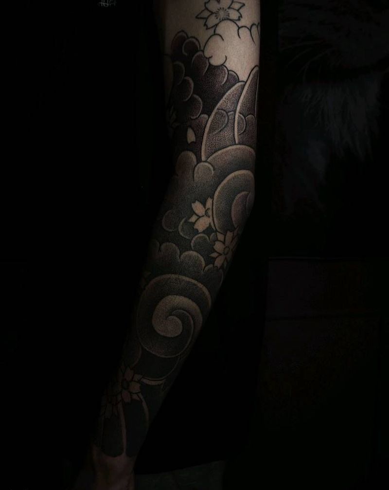 日式老传统（未完成）纹身图片_手臂老传统纹身图案