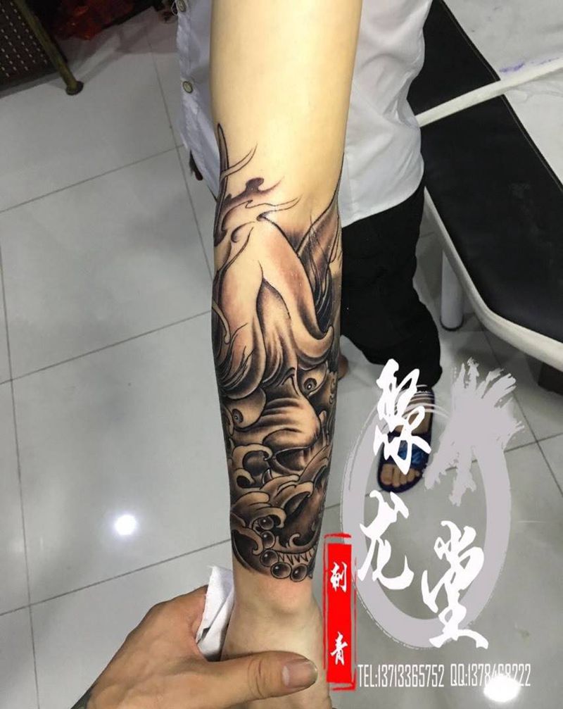 般若纹身图片_成品手臂传统纹身图案
