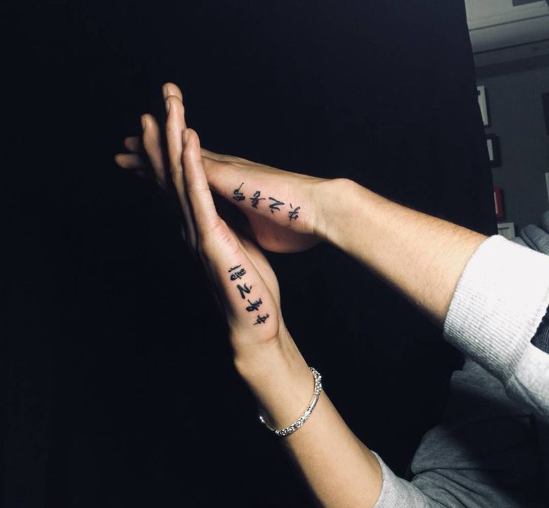 中文纹身图片_成品手部清新字符纹身图案