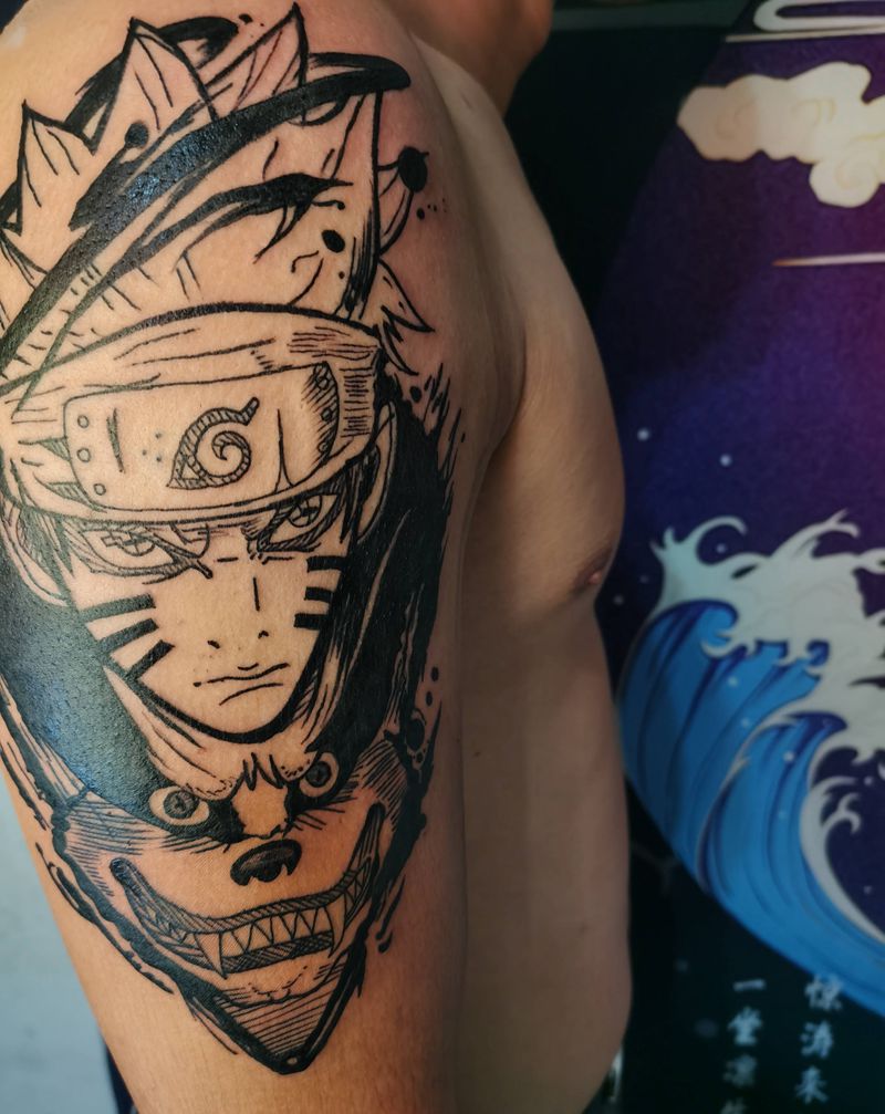 纳路多纹身图片_手臂水墨纹身图案