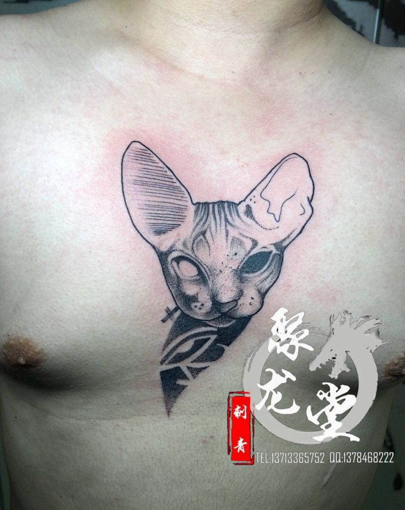 比鲁斯，纯点刺纹身图片_胸部点刺纹身图案